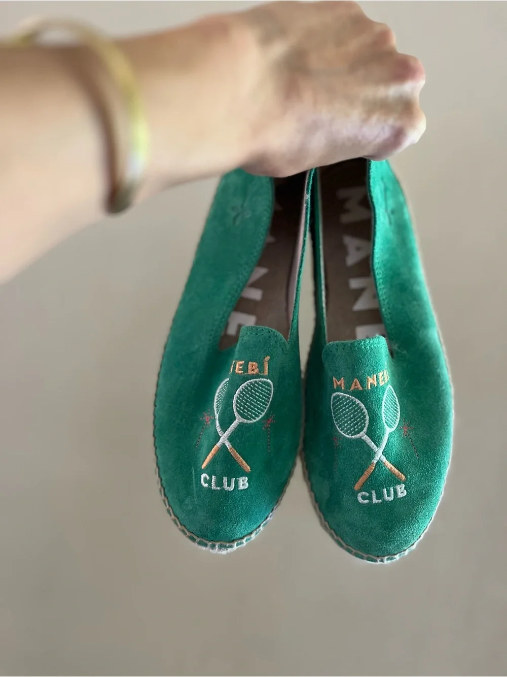 Manebi Suede Leather Coastal Prep Yacht Club Hamptons Tennis Green Espadrilles